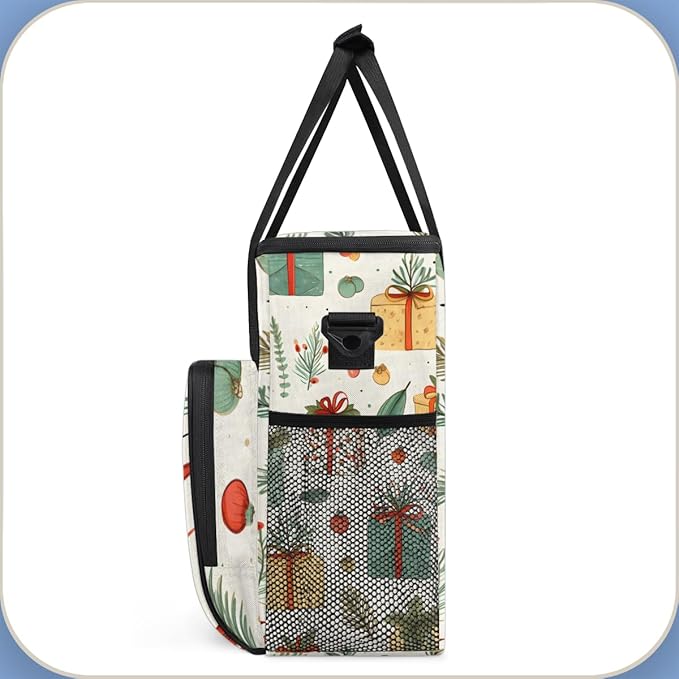 Coffee Maker Carrying Bag Watercolor Christmas Pattern Travel Storage Bag Compatible with K-Mini or K-Mini Plus Single Serve Coffee Brewer Carrying Case with Pockets &amp Shoulder Strap