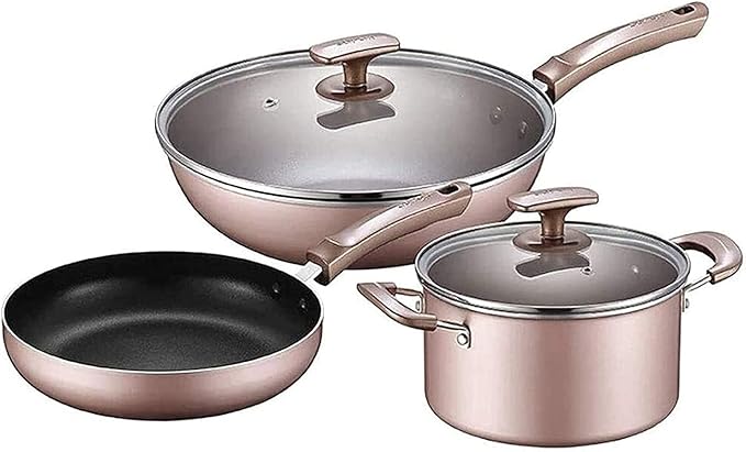 Non-Stick Pot and Pan SetKitchen Cookware SetStir-Fry PansFrying Pan and Saucepan Set with Lids3-Piece Set Variety Pack