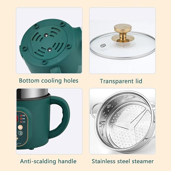 GRFIT Electric Cooking Machine 1.7L Rice Cooker Mini Soup Pot Food Steamer Multi-function Wok Hot Pot Porridge Maker (Color : Green Smart) jinyi2016SHOP-1998
