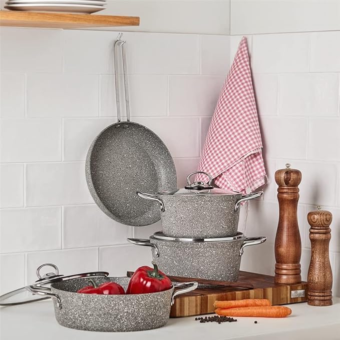 Cookware 7Pcs/ Set Cookware Set Kitchenware Saucepan Cooking Pot and Pan Set Non- Stck Stainless Steel Kitchen Variety Pack