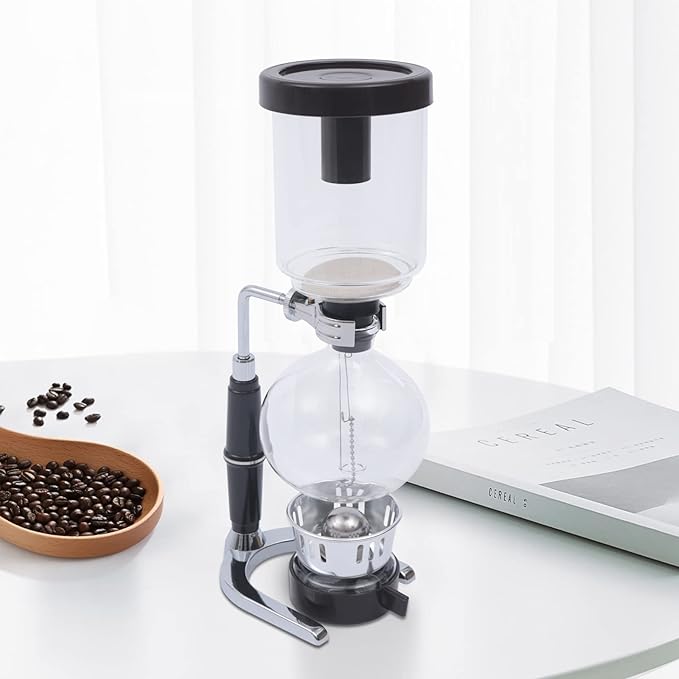 Siphon Coffee Pot 500ml Syphon Coffee Maker Tabletop Siphon Pot Syphon Coffee Maker Stainless Steel Vacuum Coffee Maker Black
