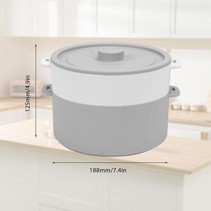 BestYiJo Microwave Rice Cooker 2-Layer Microwave Pasta Cooker and Steamer for Rice Vegetables Quinoa Oatmeal Ramen –Silicone Non-Stick(GREY)