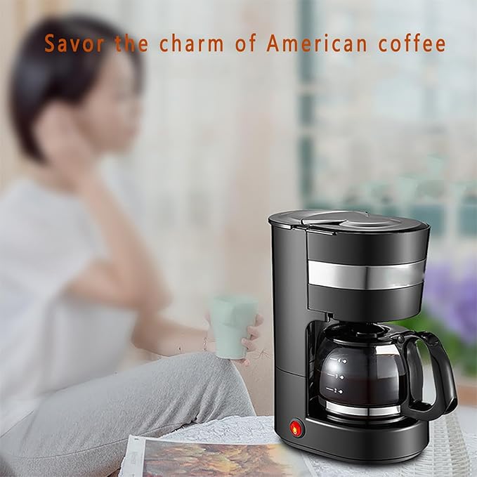 600W Mini Coffee Machine Fully Automatic Tea Maker with Insulation Function Above 50℃ Anti-drip Device and High-density Filter Suitable for Making Coffee and Milk