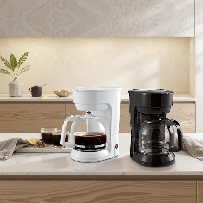 12-Cup Coffee Maker with Easy On/Off Switch Easy Pour Non-Drip Carafe with Removable Filter BasketKeep Hot PlateClear Water Level Window Coffee Machine Black (Black)