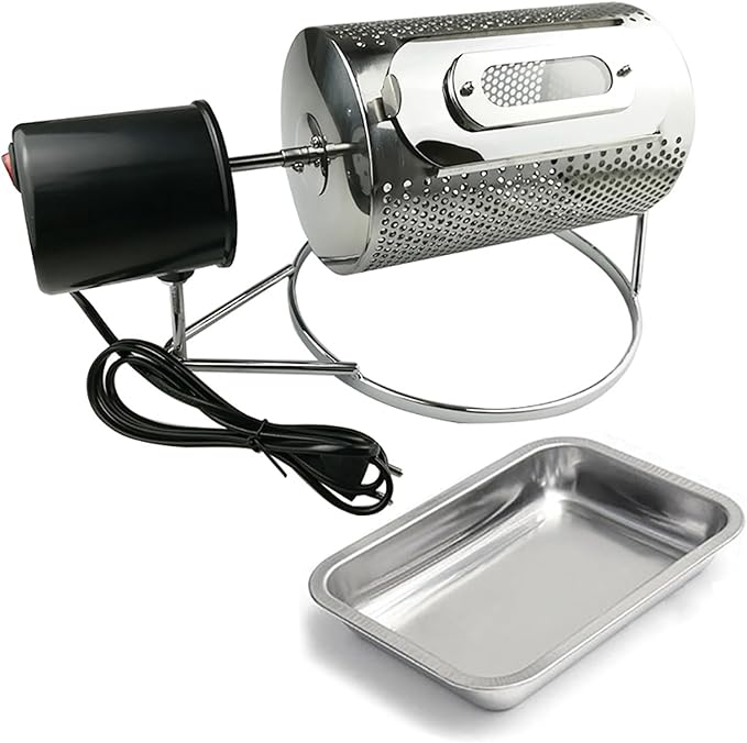 iDili AC 110V Electric Coffee Roasting Machine Coffee Bean Grains Nuts Roaster Stainless Steel Coffee Bean Roller Type Baking Machine 100-250G