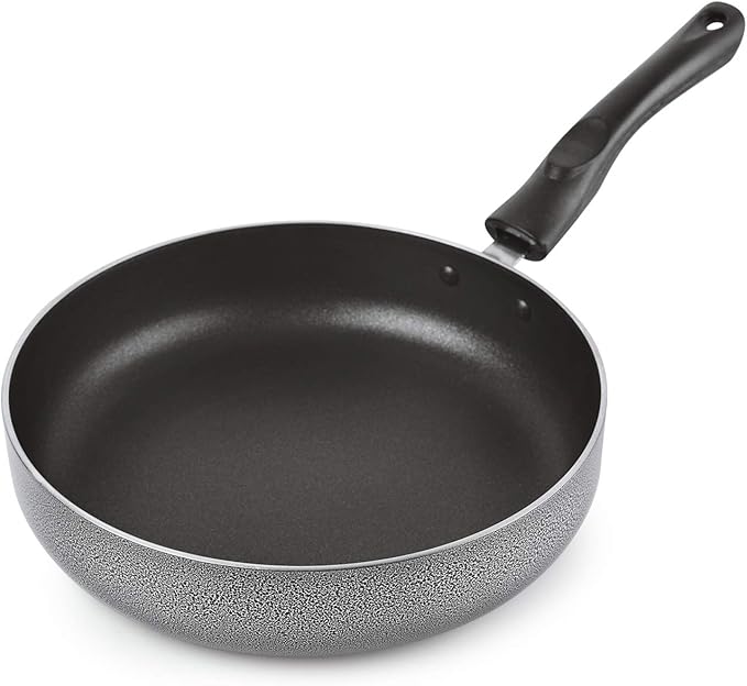 Cello Prima 3-Piece Non-Stick Aluminium Cookware Set – Hammertone (28 cm Dosa Tawa 22 cm Kadai with Glass Lid 22 cm Fry Pan) | Induction Base PFOA-Free Sturdy Handles Ideal Gift Set