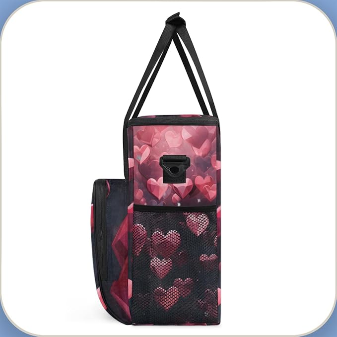 Diamond Heart Coffee Maker Carrying Bag Red Diamond Travel Storage Bag Compatible with K-Mini or K-Mini Plus Single Serve Coffee Brewer Carrying Case with Multiple Pockets &amp Shoulder Strap