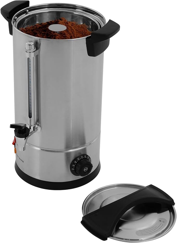 160 Cups Coffee Urn Stainless Steel Commercial Coffee Maker 25L/6.6Gal Electric Hot Beverage Dispenser Hot Water Urn Large Coffee Dispenser Insulated for Catering Wedding Party