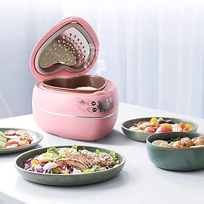 Heart-Shaped Smart Rice Cooker - 300W 1.8L Capacity (1-3 People) with Non-Stick Pot &amp Constant Temperature Insulation(Color:Red)