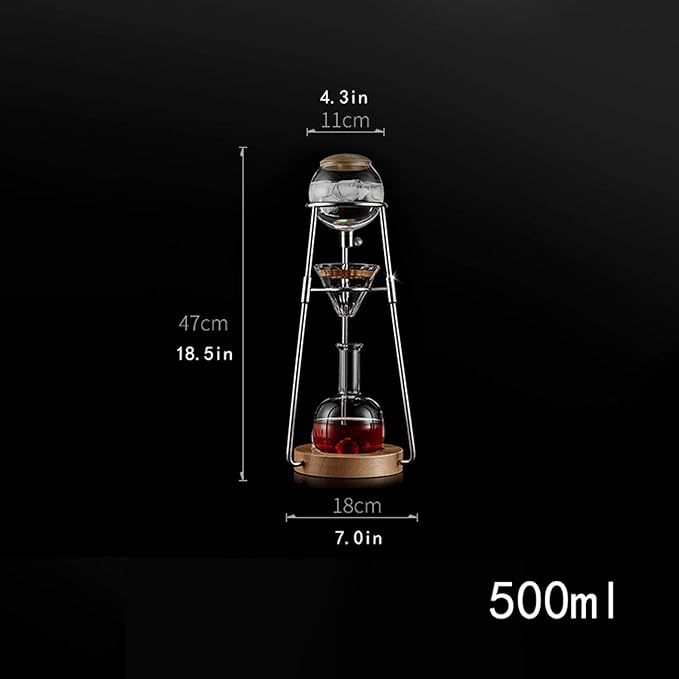 Liudan Coffee Maker Ice Drops Coffee Machine Cold Brew Coffee Container Household Glass Silver Rose Gold Hand Coffee Machine 500 ml Coffee Press (Colour: Black)