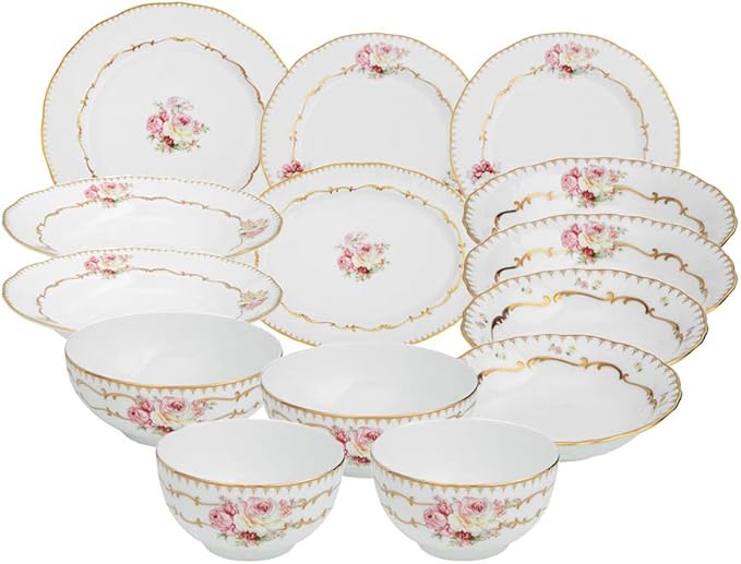 Hankook Chinaware 한국도자기 Flamor Rose Clara Dining Set for 2 Dinnerware Korean Fine Bone-China Dojagi Ceramic