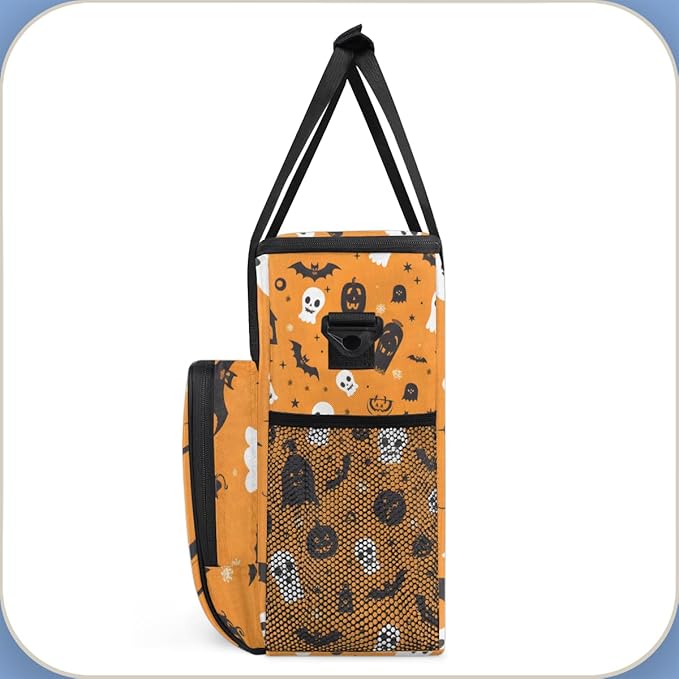 Halloween Pumpkin Coffee Maker Carrying Bag Bat Pumpkin Travel Storage Bag Compatible with K-Mini or K-Mini Plus Single Serve Coffee Brewer Carrying Case with Multiple Pockets &amp Shoulder Strap