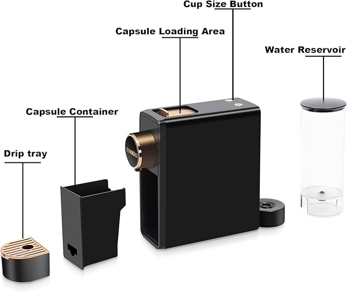 Espresso Machine for Nespresso Compatible Capsule Single Serve Coffee Maker Programmable for Espresso Pods Premium Italian 20 Bar High Pressure Pump Mini Coffee and Espresso Machine Black