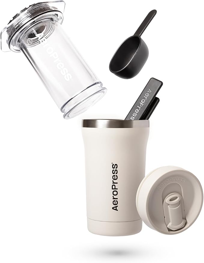 AeroPress Go Plus Small Portable Coffee Maker Kit Travel Camping &amp Office All-in-One French Press Pour-Over &amp Espresso Style Manual Brewer 2 Min Brew for Less Bitterness More Flavor Cr