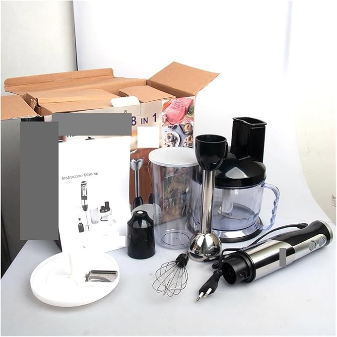 Fit for 8-in-1 Electric Stick Hand Blender - Immersion Mixer with Stainless Steel Blade for Vegetable Meat Egg Whisking &amp Juicing(EU Plug)