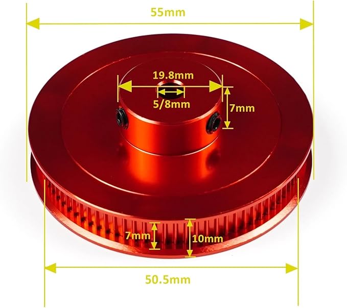 for VORON 80 Teeth GT2 Timing Pulley 2GT Synchronous Pulley Bore 5mm for Width 6mm Timing Belt 80T GT2 Aluminum Alloy Driving Wheel(Black_6MM)