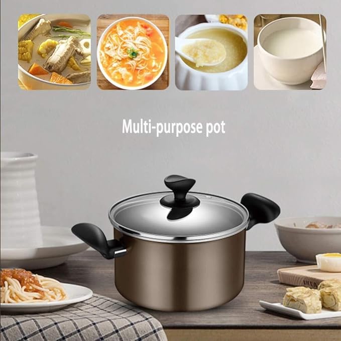 3-Piece Aluminum Cookware Set Non-Stick Coating Induction-Compatible Base Oven Safe Pots with Lids &amp Frying Pan Set