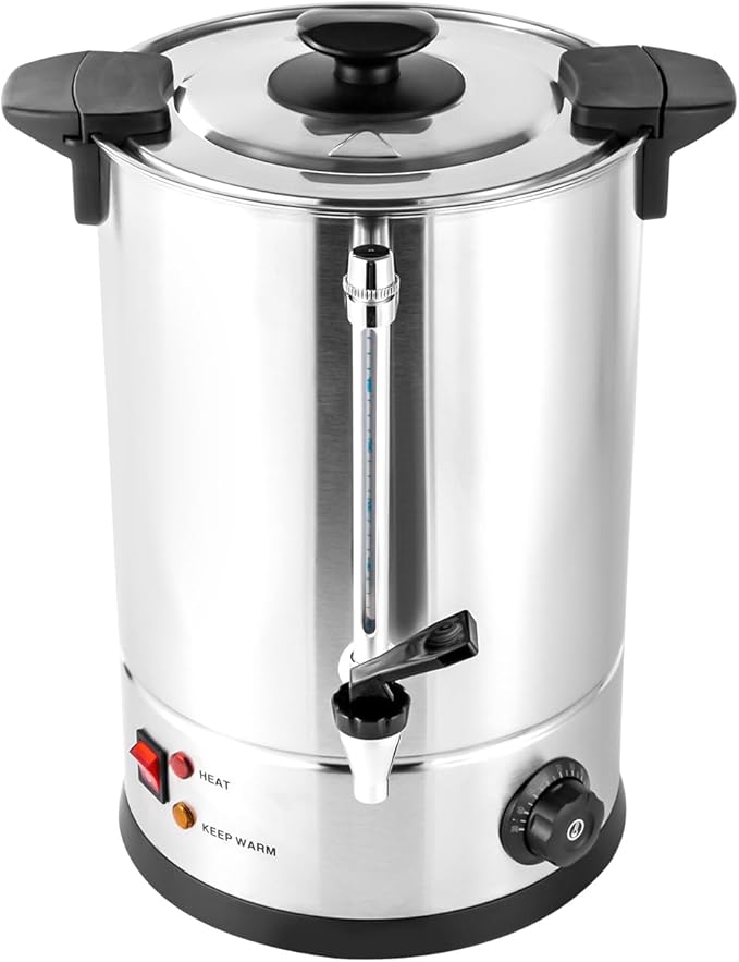 Stainless Steel Commercial Coffee Urn 80-Cup 12L Percolator Coffee Maker Hot Water Urn - Quick Brew Double-Wall Insulation Keep-Warm Function for Events Catering (12L/3.17gal)