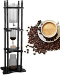 DNYSYSJ 18-20 Cups Commercial Ice Coffee Machine Cold Brew Coffee Tower Home Ice Drip Coffee Maker Wooden Cold Brew Drip Tower Coffee Maker Set W/ 2500ml Large Capacity Coffee Solution Pot