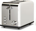 Simple Deluxe 2-Slice Toaster Stainless Steel Extra Wide Slot Toaster with Removable Crumb Tray 6 Browning Setting and 3 Function White
