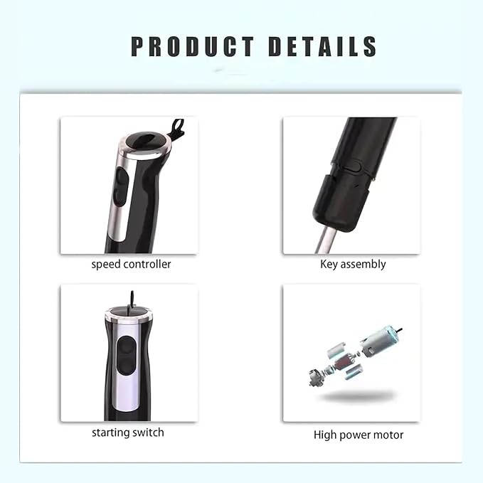 Immersion Hand Blender 600W Hand Mixer With Stainless Steel Blade Black Stick Blender Container Chopper for Baby Food Smoothies Soup