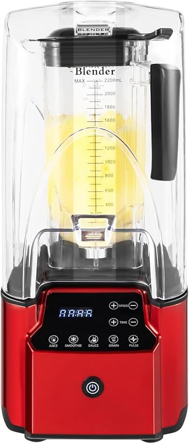 2200W Blender Fruit Juicer Smoothie with Soundproof CoverRed Commercial Blender W/4 Preset Speeds74-oz Large Capacityfor Milkshakes Ice Cream Juices(US STOCK)