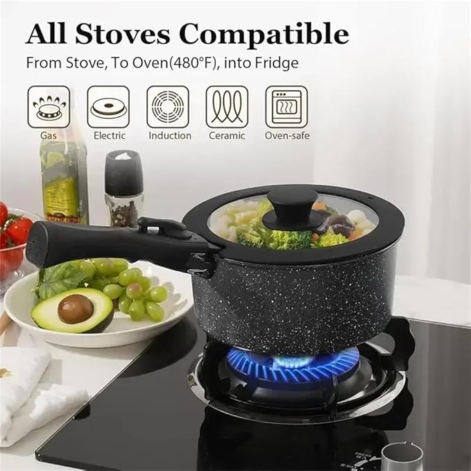 15Pcs Pots and Pans Set Nonstick Kitchen Cookware Set with Detachable Handle Induction Cookware DishwasherWhite15 Pc-Black-15 pc
