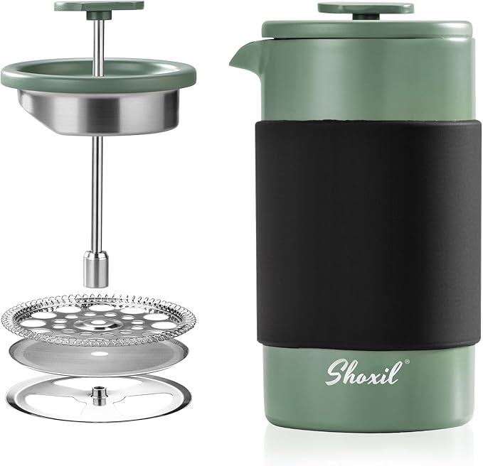 French Press – 350ml Stainless Steel Coffee Press 2 Cup Cafetiere for Ground Coffee Portable French Press