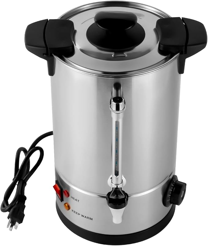 Coffee Urn Stainless Steel Coffee Maker Commercial Hot Water Dispenser with Faucet Temperature Control (8 Liters)