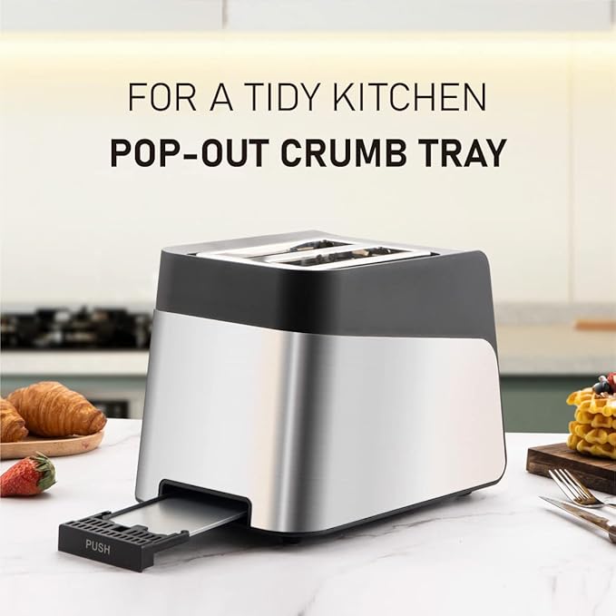 Touchscreen Toaster 2 Slice KETIAN Bagel English Muffins Toast Pastry Waffles Grain Sweet Bread Toaster Extra Wide Slots Single Slot Toasting Automatic Lifting 1400w (Black)