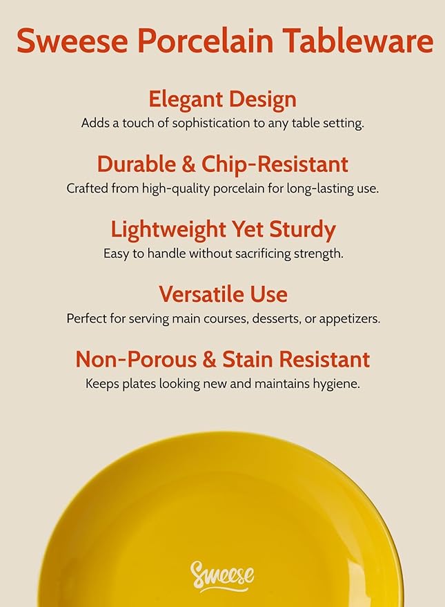 Sweese 7.8 Inch Porcelain Dessert Plates Set of 6 - Dishwasher Microwave Oven Safe Chip-Resistant - Rainbow Palette