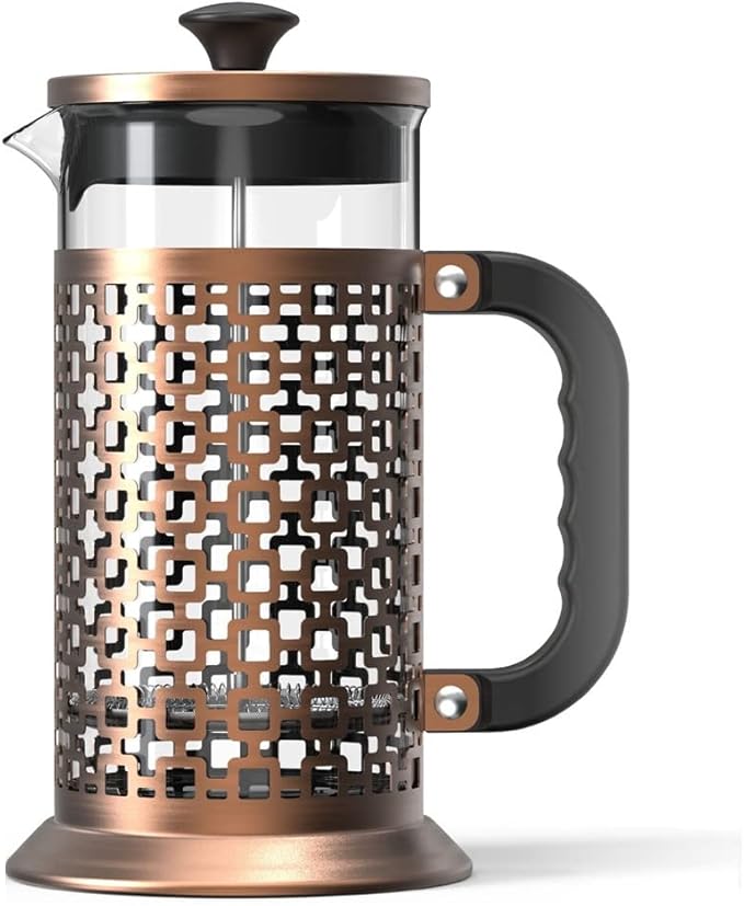 French Press Coffee Maker 1000ML 304 Stainless Steel Coffee Press Durable Easy-to-Clean Heat Resistant Borosilicate Glass-100% BPA Free (Color : Gold)