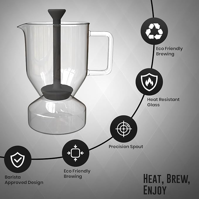 Rattleware Glass Cupping Brewer 300ml – Heat Resistant Specialty Coffee Brewer for Professional Baristas and Home Use Clear Flavor Extraction Durable Glass Construction Easy Pouring and Cleaning