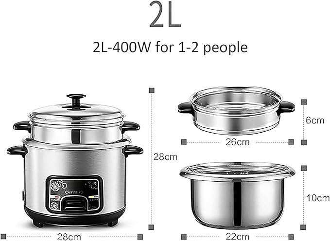 Rice Cookers and Steamer 304 Stainless Steel Food Rice Cooker with Keep-Warm Function (3L) ()