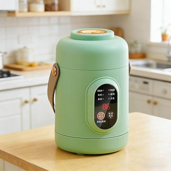 Mini Electric Pot 500W Stainless Steel Electric Cooker Portable Ramen Cooker Small Cooking Pot for Dorm Office Travel Rapid Noodles Cooker Stainless Steel Pot (Green)