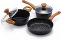 3-Piece Nonstick Cookware Set 8.5 Inch Frying Pan &amp 2 Pots with Lids | PFAS &amp PFOA Free Non-Toxic Coating | Induction Compatible Dishwasher Safe | Pots and Pans Set for Beginner Kitchen
