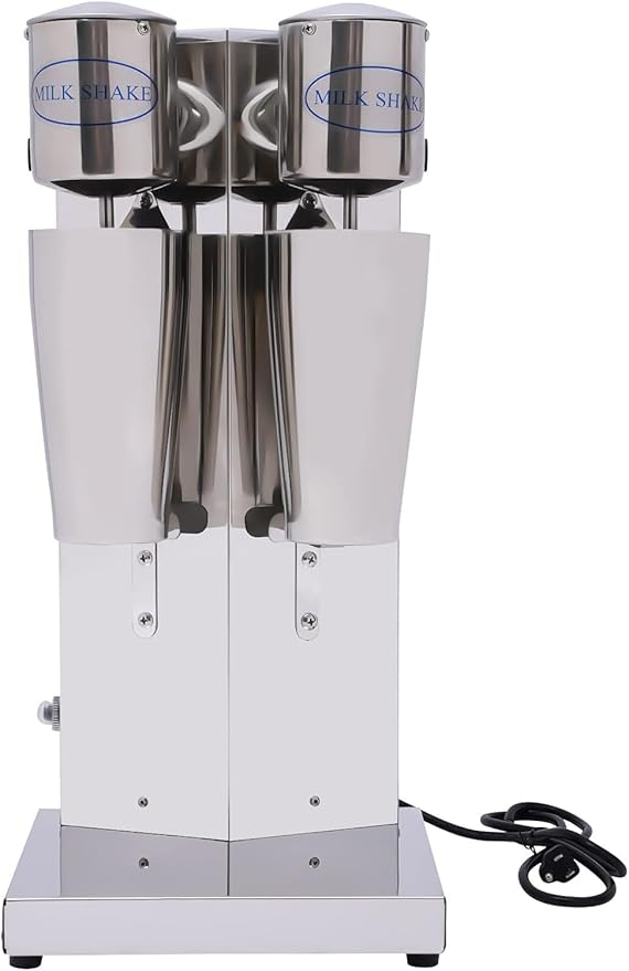 Milkshake Maker Commercial Stainless Steel Milk Shaking Machine with Double Head Drink Mixer 180W Electric Milkshake Maker with 2Pcs 800ml Cups Household Milk Shaker for Making Drinks