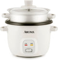AROMA® Rice Cooker 2-Cup (Uncooked) / 4-Cup (Cooked) Steamer Grain Cooker Soup Maker Oatmeal Cooker Auto Keep Warm 1 Qt White ARC-302-1NG