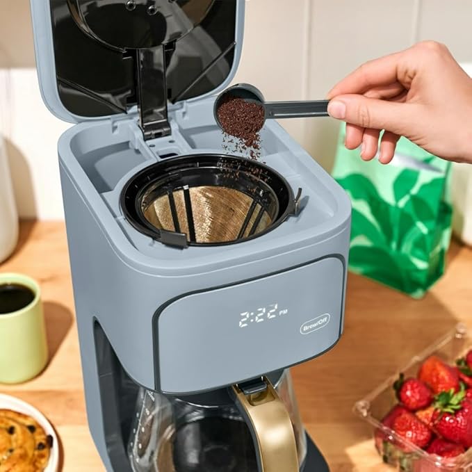 Programmable 12-Cup Coffee Maker with Touch Controls Auto Brew Timer Reusable Filter Large Glass Carafe Premium Countertop Coffee Machine (Blue)