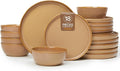 18 Piece Rustic Taupe Plates and Bowls SetEarthy Ceramic Dinnerware Sets for 6 – Handcrafted Dish Set for Inviting Dining &amp Vintage Charm