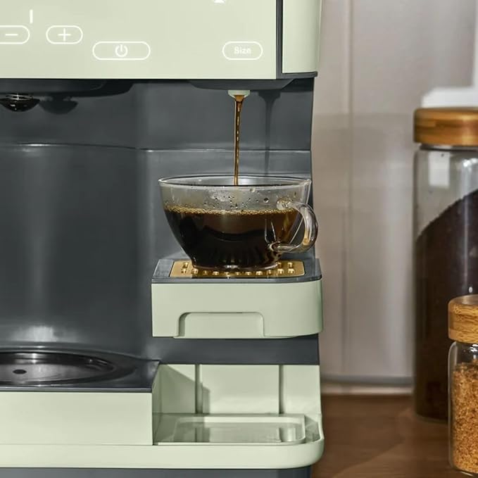 Multi-Brew Coffee Maker 12-Cup Carafe + Single-Serve Pods or Grounds Over Ice Touch Display by Drew Barrymoree. (Sage Green)