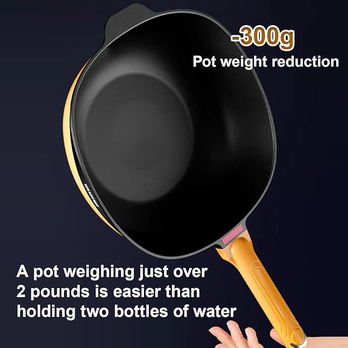 Titanium Cookware Set with Lids Titanium Nonstick Pan Premium Titanium Non-Stick Cookware for Healthy Effortless Cooking Titanium Pan SetYellow32 cm