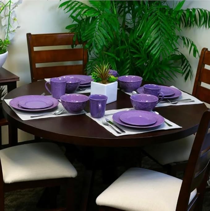 Elama Lilac Fields Town House 16-Piece Dinnerware Set