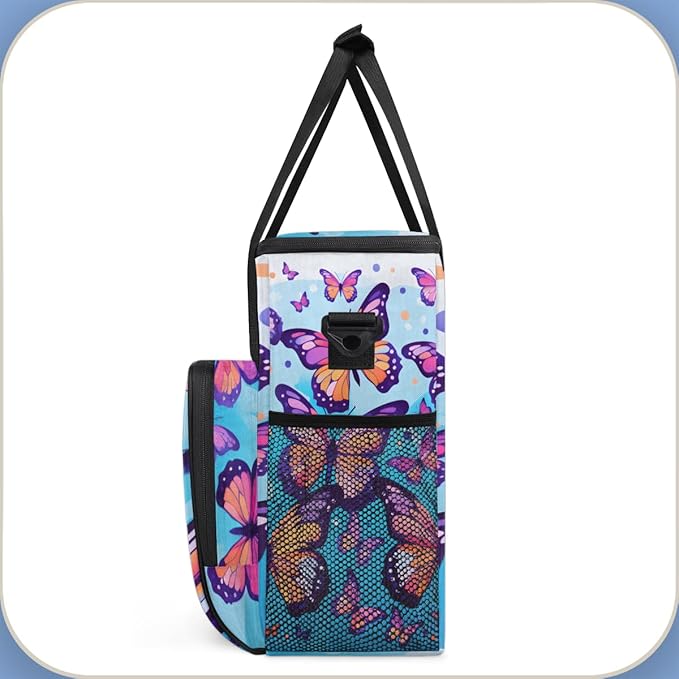 Abstract Butterfly Coffee Maker Carrying Bag Portable Travel Storage Tote Bag Compatible with K-Mini or K-Mini Plus Single Serve Coffee Brewer Carrying Case with Multiple Pockets &amp Shoulder Stra
