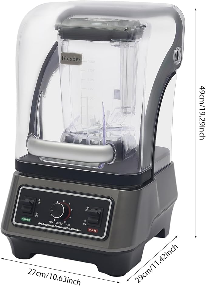 1600W Commercial Blender 9 Speeds Duty High Speed Blender for Smoothies Ice Crushing Food Processing with 2L BPA-Free Jar Ideal for Home Kitchen Restaurant Cafe &amp Smoothie Shop (black)
