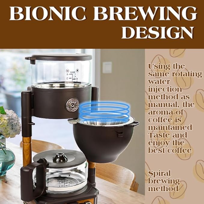Coffee MakerDrip Coffee Maker w/Raw Wood Appearance DesignCoffee Concentration is OptionalTea Washing FunctionAdjustable Water Temperature (Coffee Maker)