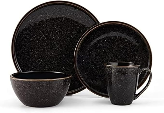 Mikasa Barrett 16 Piece Dinnerware Set Service For 4 Black