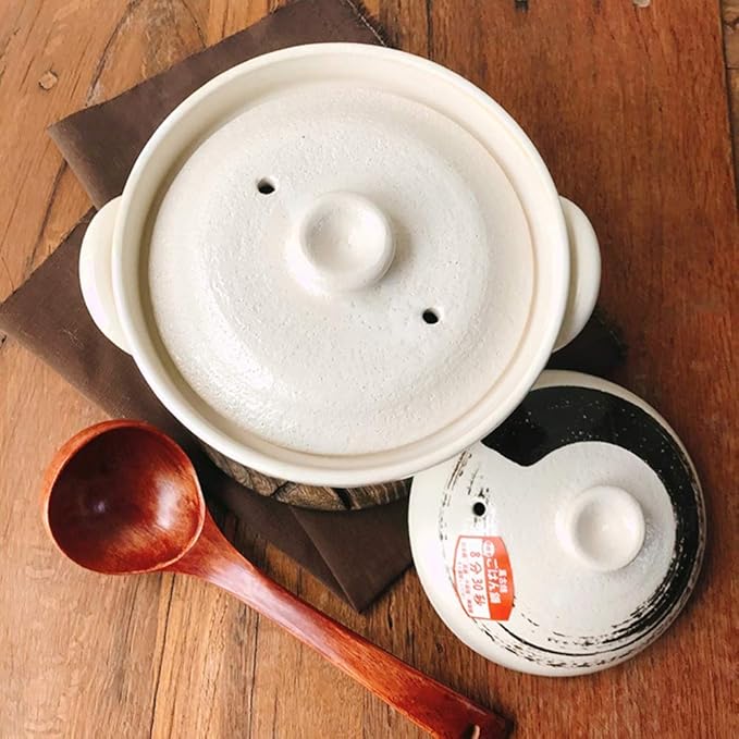 Earthenware Clay Rice PotJapanese Stone Rice CookerStove Stew PotHot PotCeramic Casserole with LidHeat Resistant Stock Pot for Steam Simmering F 2l (F 1L)