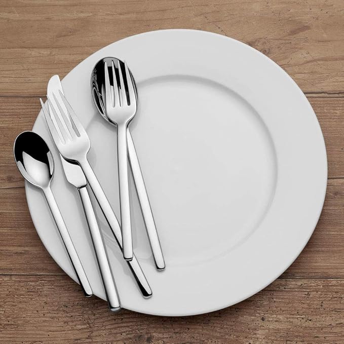 Mikasa Zena Flatware Service for 8 45 Piece Set 18/0 Stainless Steel Silverware Set with Serving Utensils (Pack of 2)