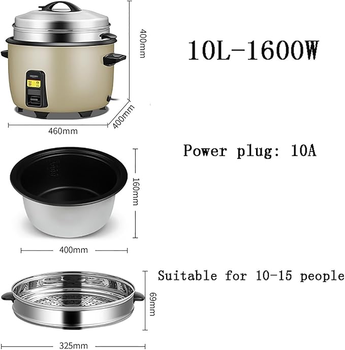 Rice Cooker Large Capacity (8L-23L) with Steamer Canteen Commercial Hotel Home Old-fashioned Large Rice Cooker 8-60 PeopleUS/EU Used(10L)
